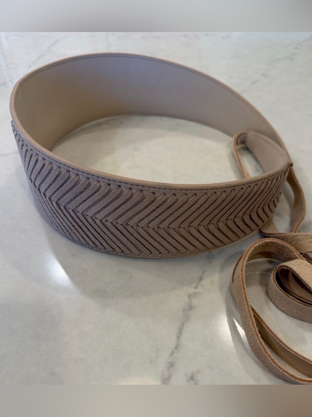 Vintage Wide Braided Tie-Waist Belt in Taupe